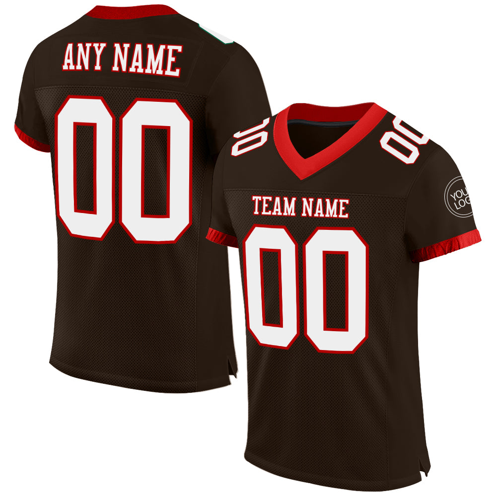 Cheap Custom Cream Cream-Red Mesh Authentic Football Jersey Free