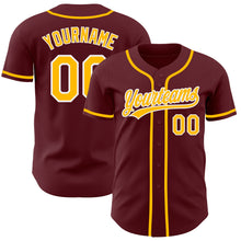 Charger l&#39;image dans la galerie, Custom Burgundy Gold-White Authentic Baseball Jersey
