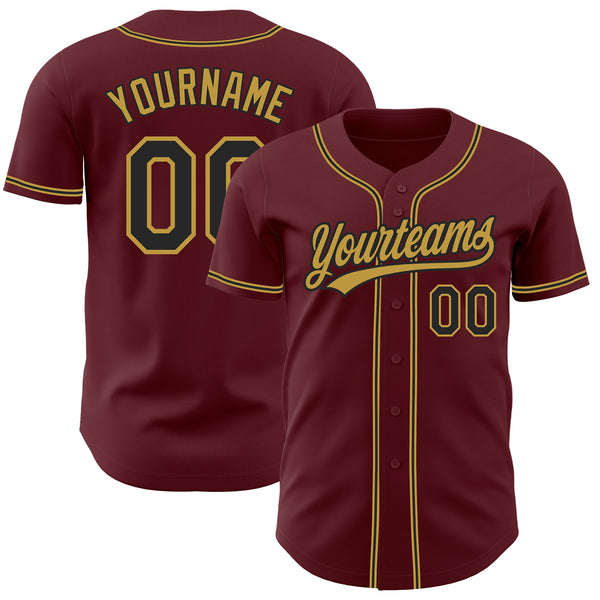 Cheap Custom Burgundy Black-Old Gold Authentic Baseball Jersey Free  Shipping – CustomJerseysPro