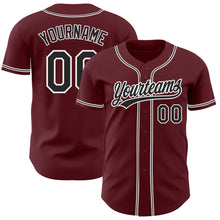 Laden Sie das Bild in den Galerie-Viewer, Custom Burgundy Black-White Authentic Baseball Jersey
