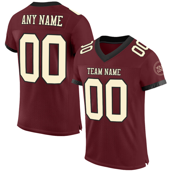 Custom Burgundy Cream Mesh Authentic Football Jersey