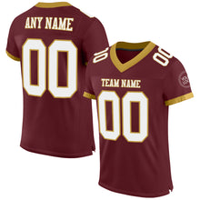 Load image into Gallery viewer, Custom Burgundy White-Old Gold Mesh Authentic Football Jersey
