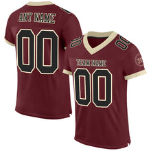 Load image into Gallery viewer, Custom Burgundy Black-Cream Mesh Authentic Football Jersey
