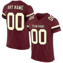 Загрузить изображение в средство просмотра галереи, Custom Burgundy Cream-Black Mesh Authentic Football Jersey
