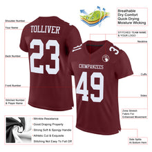 Laden Sie das Bild in den Galerie-Viewer, Custom Burgundy White Mesh Authentic Football Jersey
