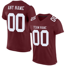 Laden Sie das Bild in den Galerie-Viewer, Custom Burgundy White Mesh Authentic Football Jersey
