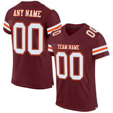 Laden Sie das Bild in den Galerie-Viewer, Custom Burgundy White-Orange Mesh Authentic Football Jersey
