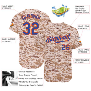 Custom Camo Royal-Orange Authentic Salute To Service Baseball Jersey