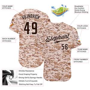 Custom Camo Brown-White Authentic Salute To Service Baseball Jersey