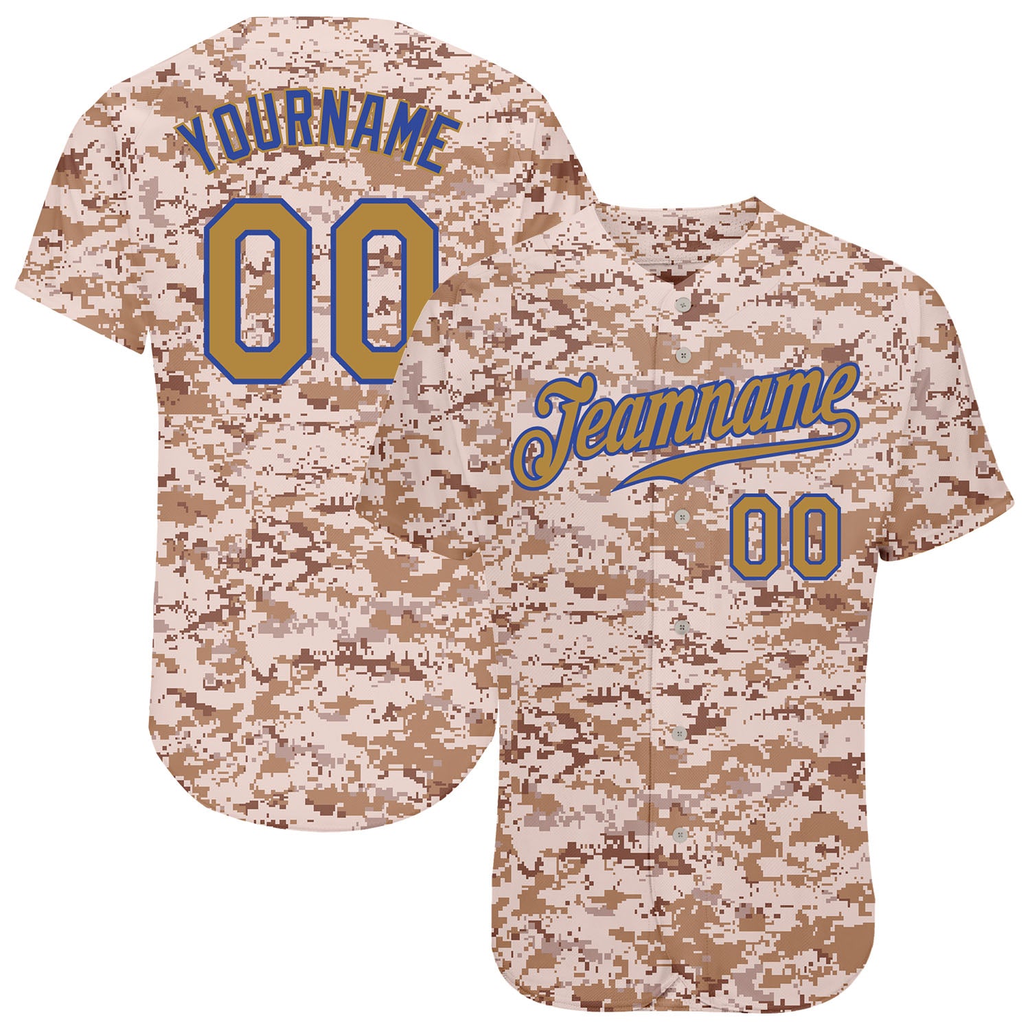 Custom Camo Old Gold-Royal Authentic Salute To Service Baseball