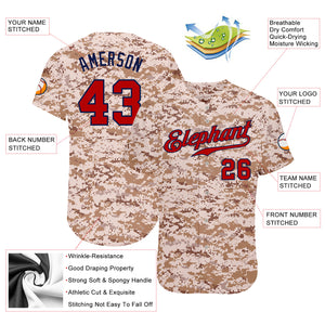 Custom Camo Red-Navy Authentic Salute To Service Baseball Jersey