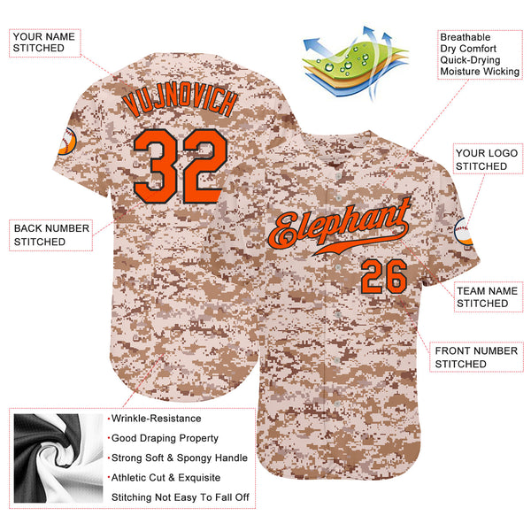 : Custom Name Team Name Number Camo Orange-Black Salute