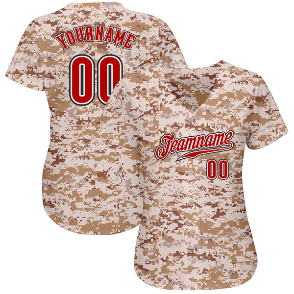 Red Camouflage Inspiration Custom Baseball Jersey