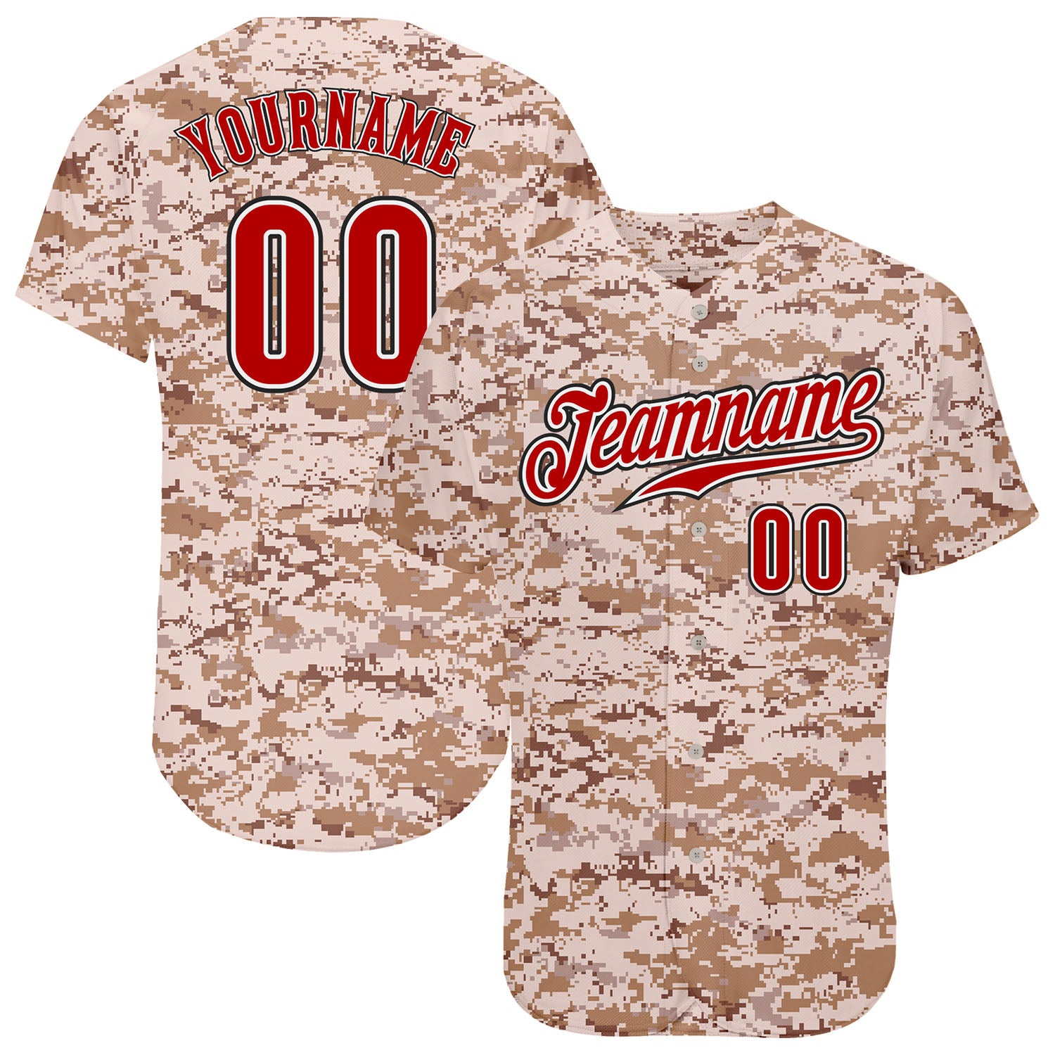 Red Camouflage Inspiration Custom Baseball Jersey