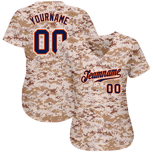 Custom Camo Navy-Orange Authentic Salute To Service Baseball Jersey