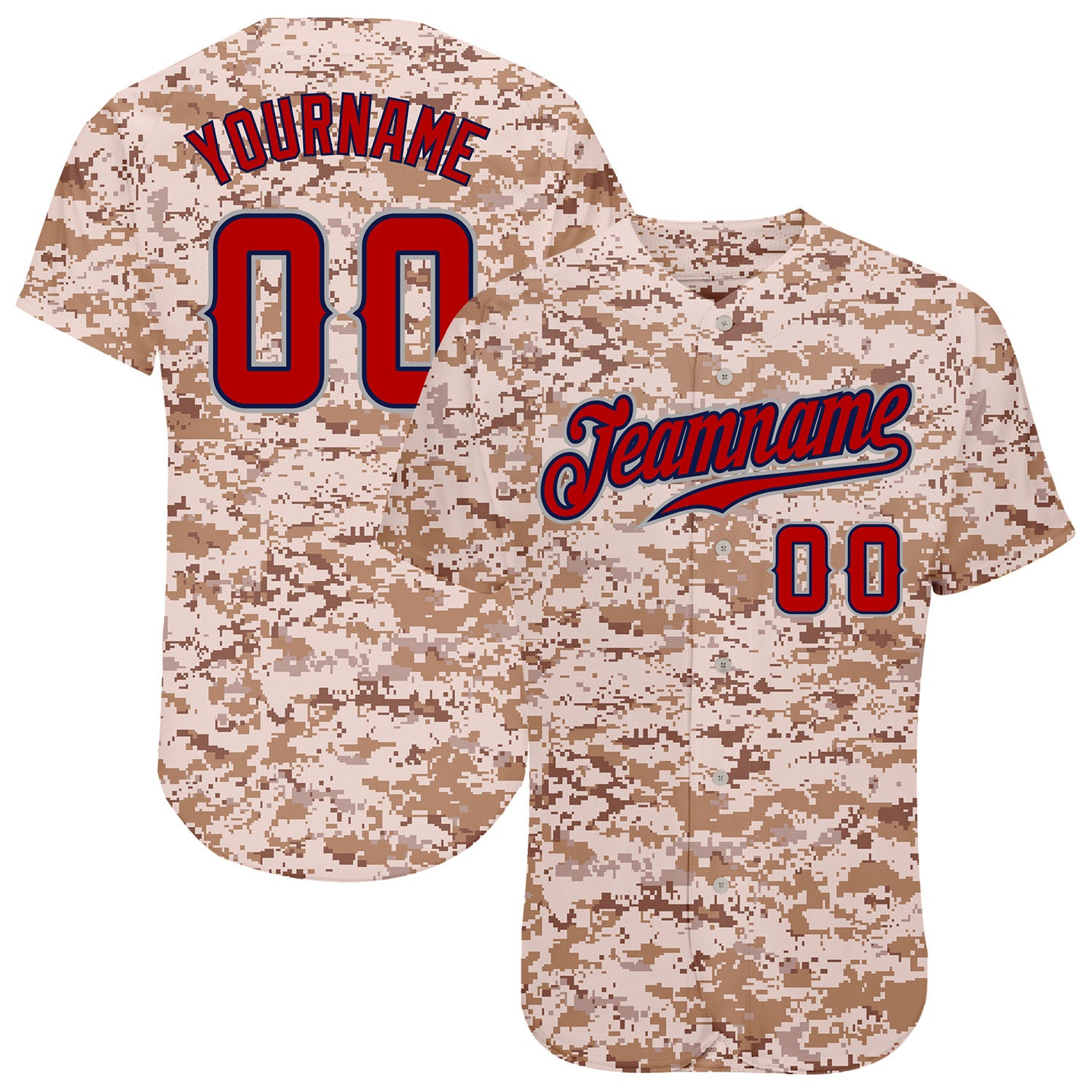 Cheap Custom Camo Red-Navy Authentic Baseball Jersey Free Shipping