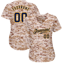 Laden Sie das Bild in den Galerie-Viewer, Custom Camo Navy-Gold Authentic Salute To Service Baseball Jersey
