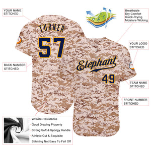 Custom Camo Navy-Gold Authentic Salute To Service Baseball Jersey