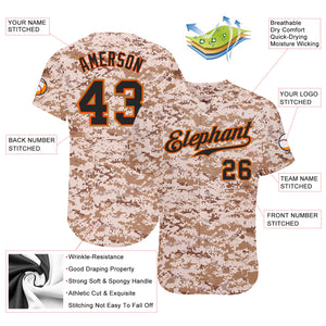 Custom Camo Black-Orange Authentic Salute To Service Baseball Jersey