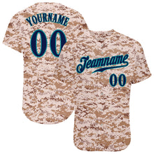 Load image into Gallery viewer, Custom Camo Navy-Teal Authentic Salute To Service Baseball Jersey
