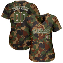 Laden Sie das Bild in den Galerie-Viewer, Custom Camo Olive-White Dark Classic Woodland Authentic Salute To Service Baseball Jersey
