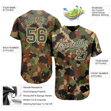 Laden Sie das Bild in den Galerie-Viewer, Custom Camo Olive-White Dark Classic Woodland Authentic Salute To Service Baseball Jersey
