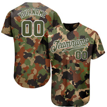 Laden Sie das Bild in den Galerie-Viewer, Custom Camo Olive-White Dark Classic Woodland Authentic Salute To Service Baseball Jersey
