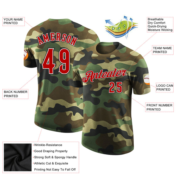 Cheap Custom Camo Red Black Performance Salute To Service T Shirt Free Shipping CustomJerseysPro