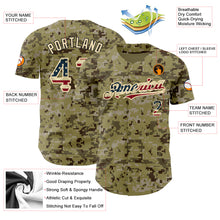 Загрузить изображение в средство просмотра галереи, Custom Camo Vintage USA Flag-City Cream Authentic Salute To Service Baseball Jersey
