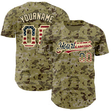 Загрузить изображение в средство просмотра галереи, Custom Camo Vintage USA Flag-City Cream Authentic Salute To Service Baseball Jersey
