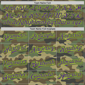 Custom Camo Purple-Neon Green Authentic Salute To Service Baseball Jersey