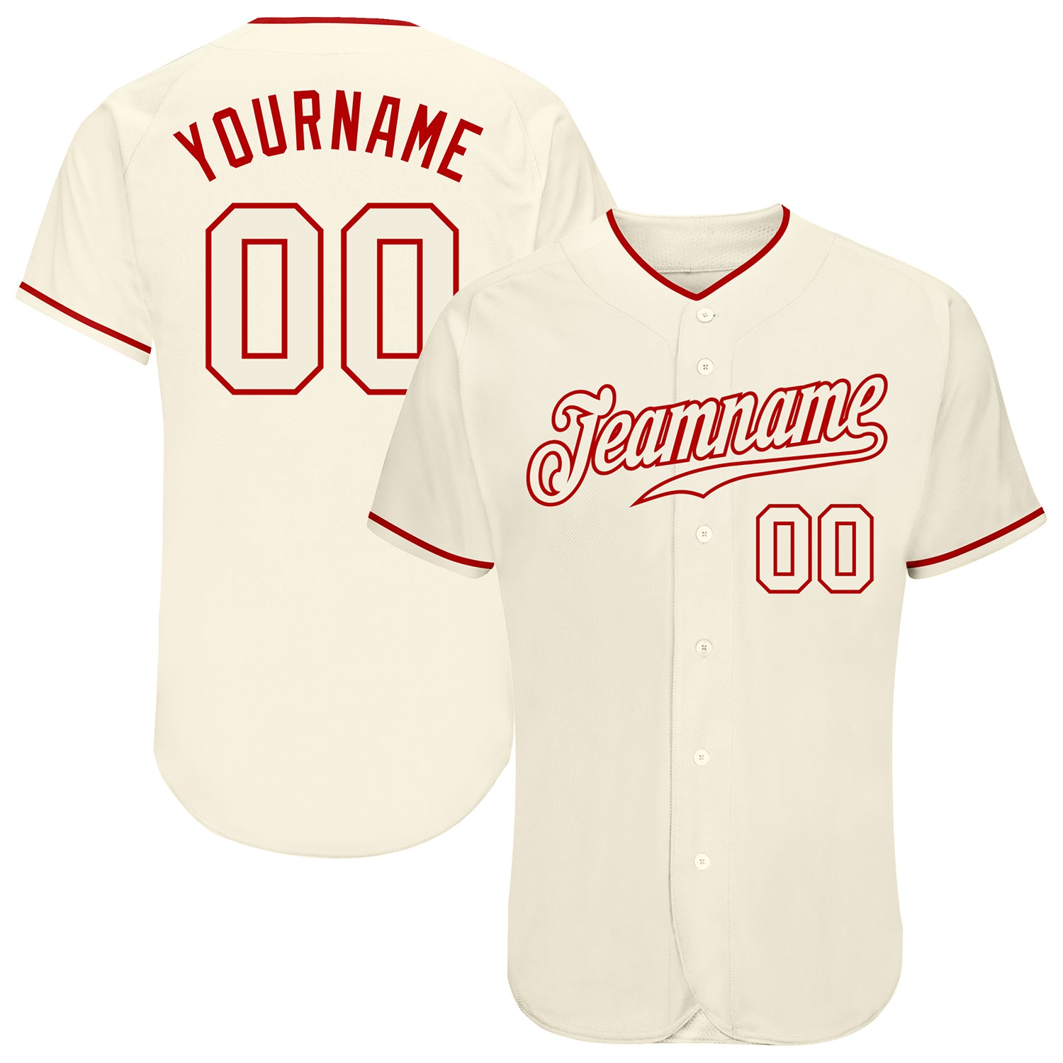 Custom Cream Cream-Red Authentic Baseball Jersey – CustomJerseysPro