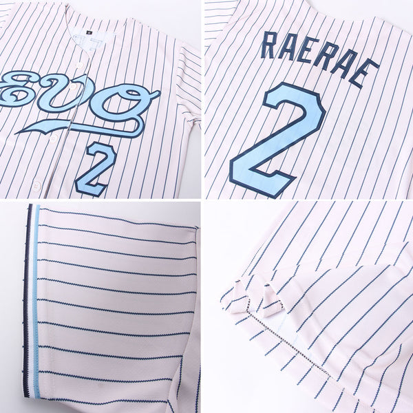 Cheap Custom Cream Navy Pinstripe Light Blue Authentic Baseball Jersey Free  Shipping – CustomJerseysPro