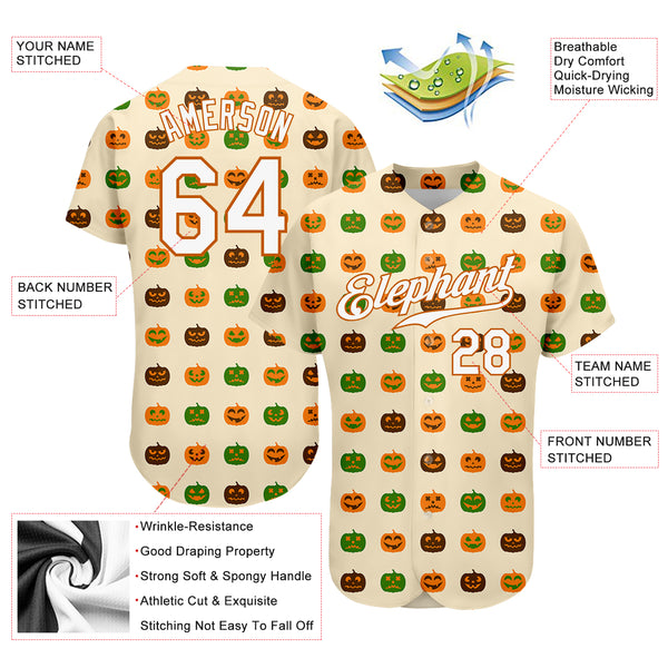 Custom Baseball Jersey Cream Texas Orange-White 3D Pattern Design Ox Authentic Youth Size:M