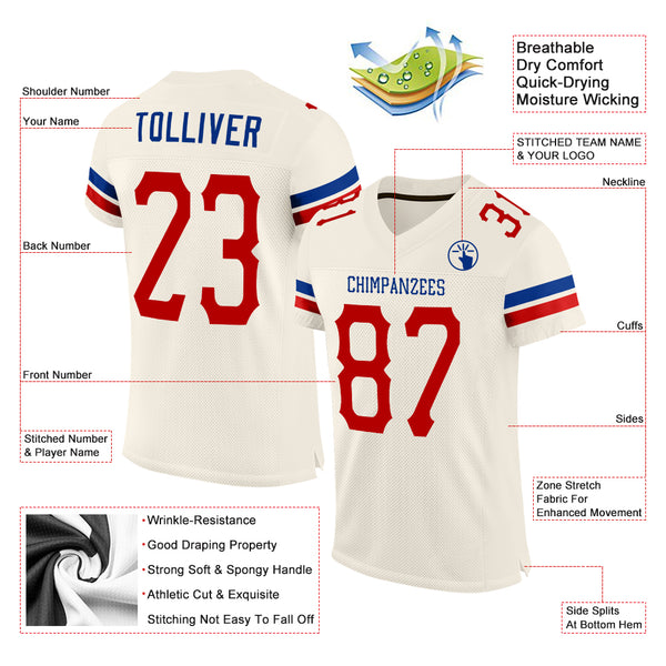 Cheap Custom Red White-Royal Mesh Authentic Football Jersey Free Shipping –  CustomJerseysPro