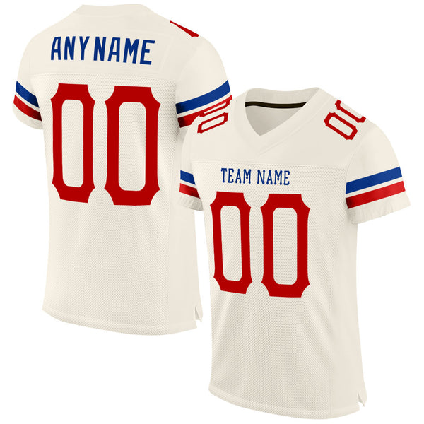 Custom Football Jersey Cream Red-Royal Mesh Authentic Men's Size:3XL