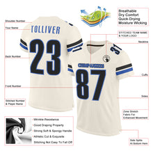 Загрузить изображение в средство просмотра галереи, Custom Cream Blue-Black Mesh Authentic Football Jersey
