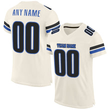 Загрузить изображение в средство просмотра галереи, Custom Cream Blue-Black Mesh Authentic Football Jersey
