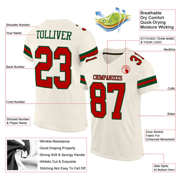 Cheap Custom White Green-Pink Mesh Authentic Football Jersey Free Shipping  – CustomJerseysPro