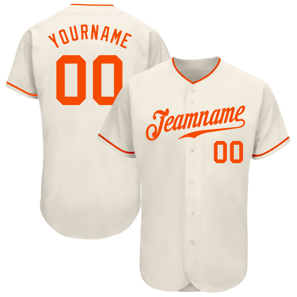 Custom Cream Black Pinstripe Black-Orange Authentic Baseball Jersey Men's Size:2XL