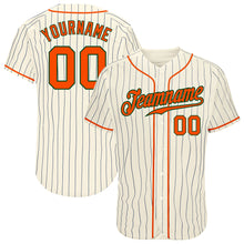 Загрузить изображение в средство просмотра галереи, Custom Cream Navy Pinstripe Orange-Green Authentic Baseball Jersey
