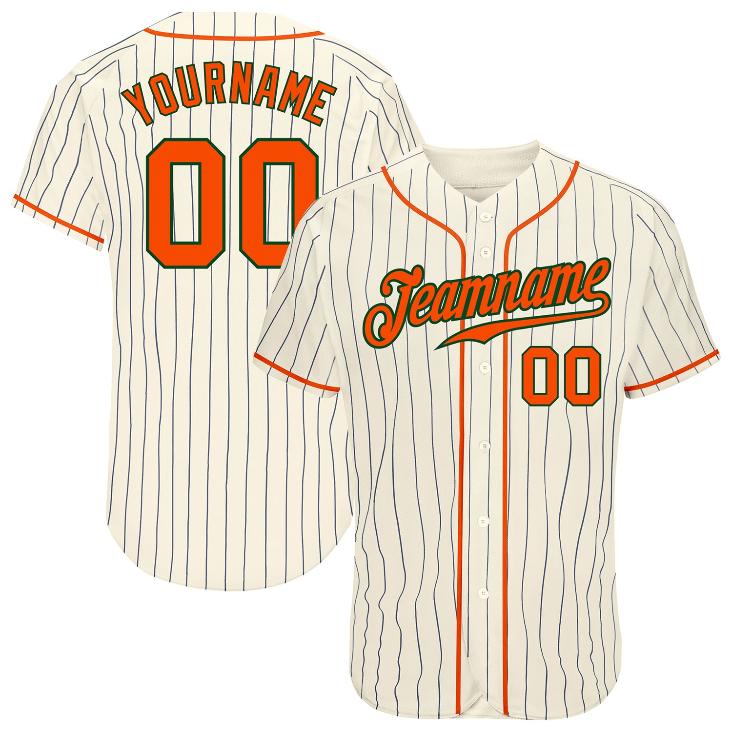 Cheap Custom Cream Navy Pinstripe Orange-Green Authentic Baseball Jersey  Free Shipping – CustomJerseysPro