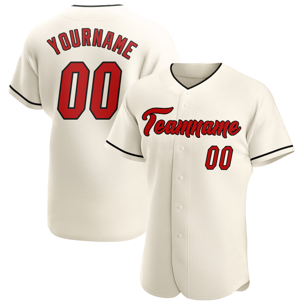 Custom Cream Cream-Red Authentic Baseball Jersey