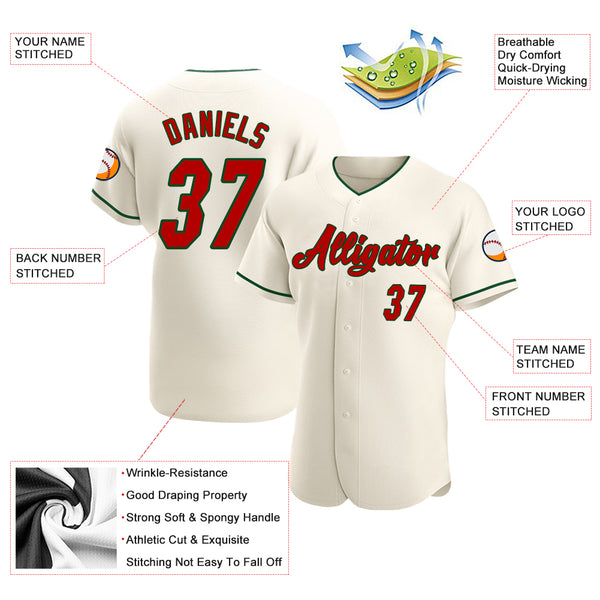 Custom Green Red-Cream Authentic Baseball Jersey Sale – UKSN INC