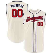 Загрузить изображение в средство просмотра галереи, Custom Cream Red-Navy Authentic Sleeveless Baseball Jersey
