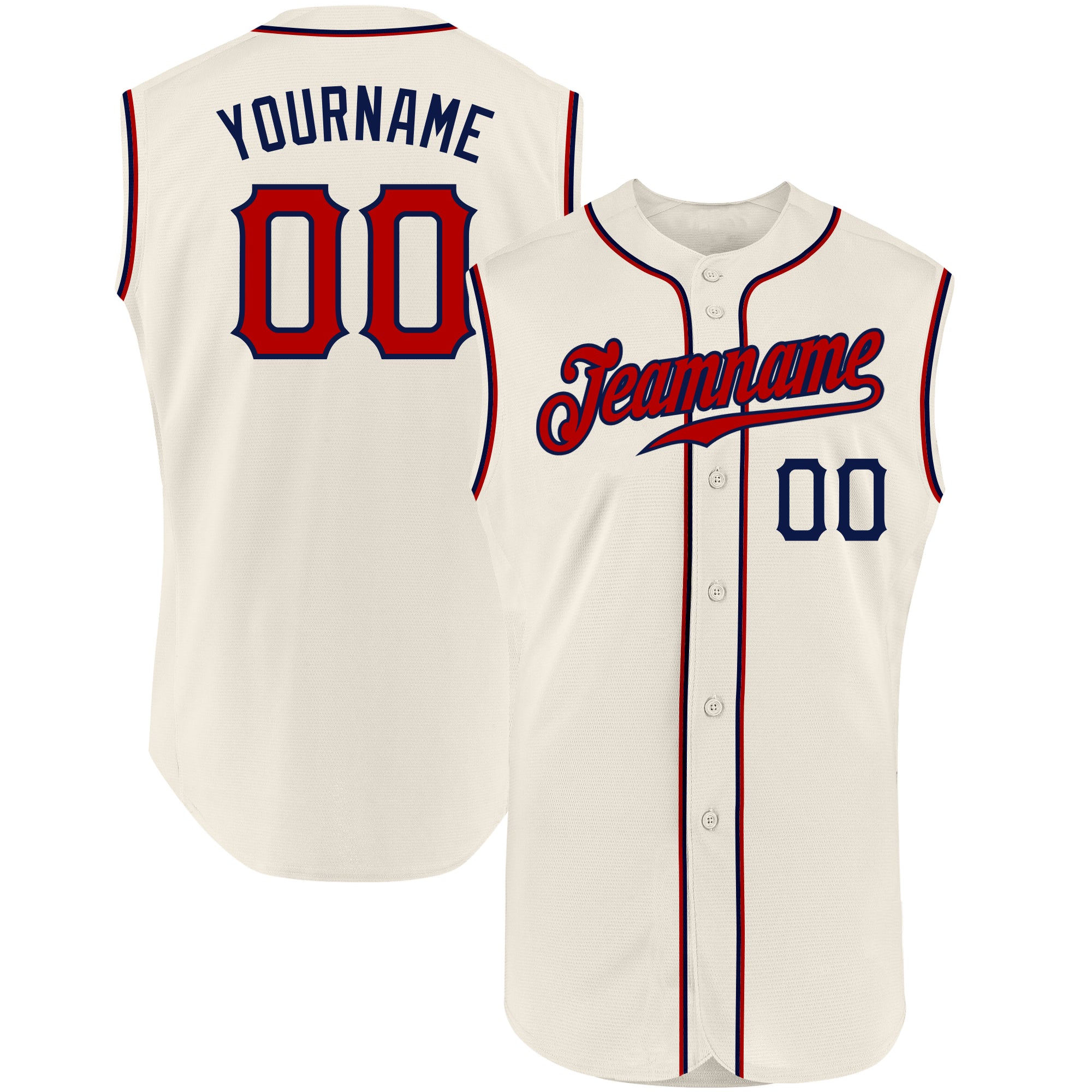 Cheap Custom Cream Navy-Red Authentic Sleeveless Baseball Jersey Free  Shipping – CustomJerseysPro