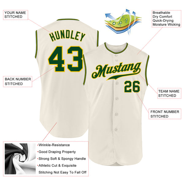 Cheap Custom Cream Green-Gold Authentic Baseball Jersey Free Shipping –  CustomJerseysPro