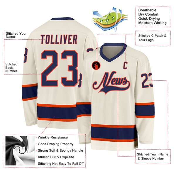 Cheap Custom White Navy-Orange Hockey Jersey Free Shipping –  CustomJerseysPro