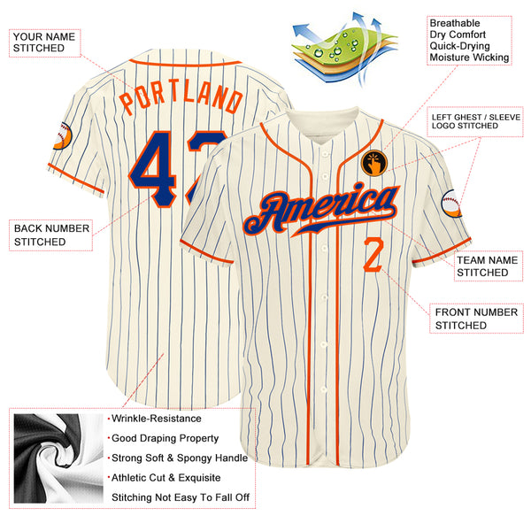 Cheap Custom Cream Royal Pinstripe Royal-Orange Authentic Baseball Jersey  Free Shipping – CustomJerseysPro