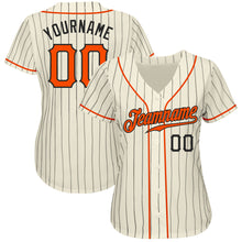 Charger l&#39;image dans la galerie, Custom Cream Black Pinstripe Orange-Black Authentic Baseball Jersey
